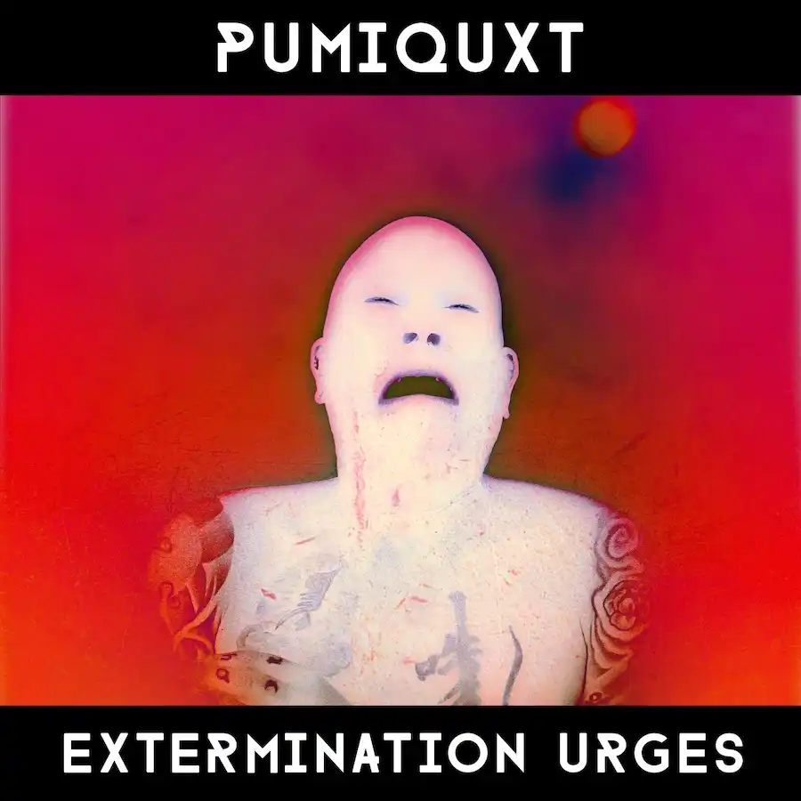 Digitized photo of a ghostly tattooed bald guy with an expression of anguish on his face.