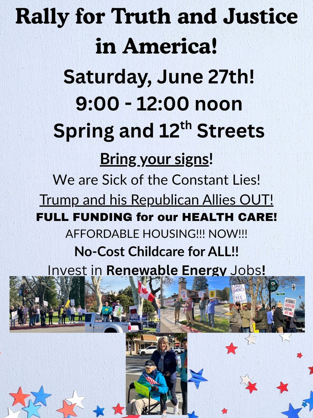 Rally on Saturday from 9 - 12 Noon