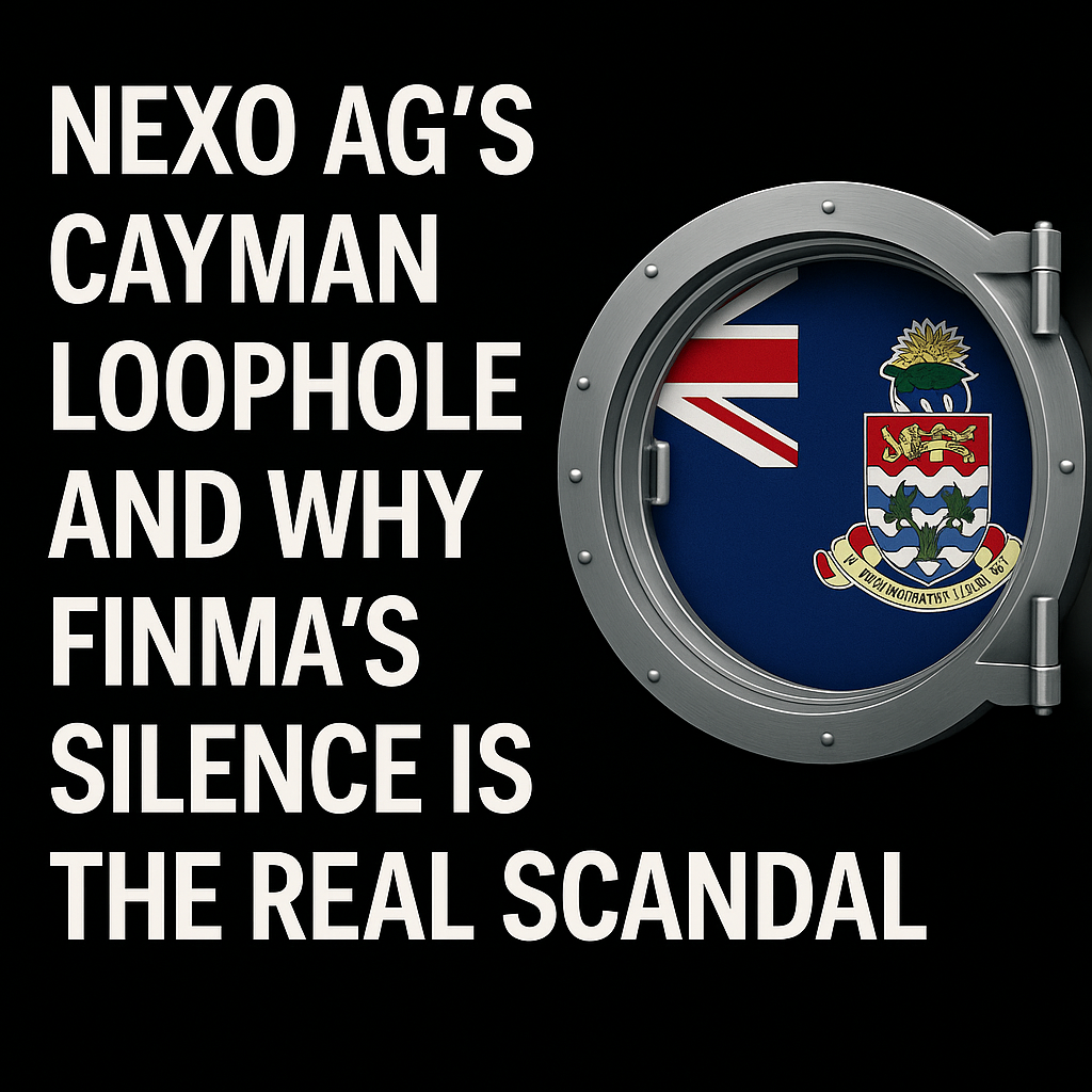 Nexo AG’s Cayman Loophole — And Why FINMA’s Silence Is the Real Scandal - Case 2025-000001