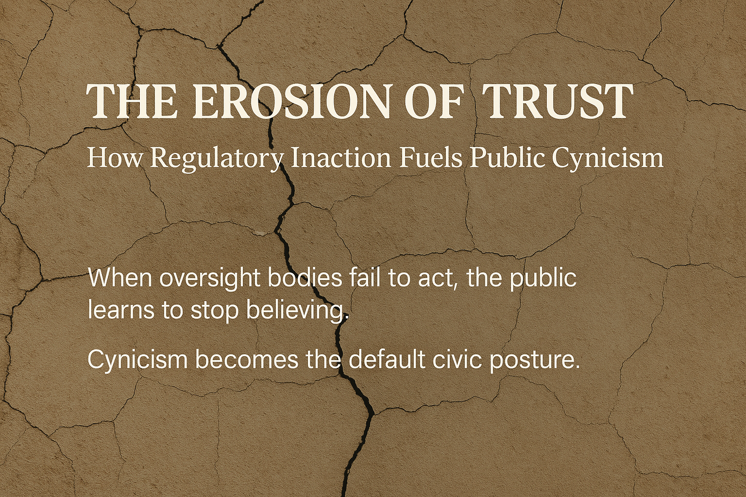 The Erosion of Trust: How Regulatory Inaction Fuels Public Cynicism