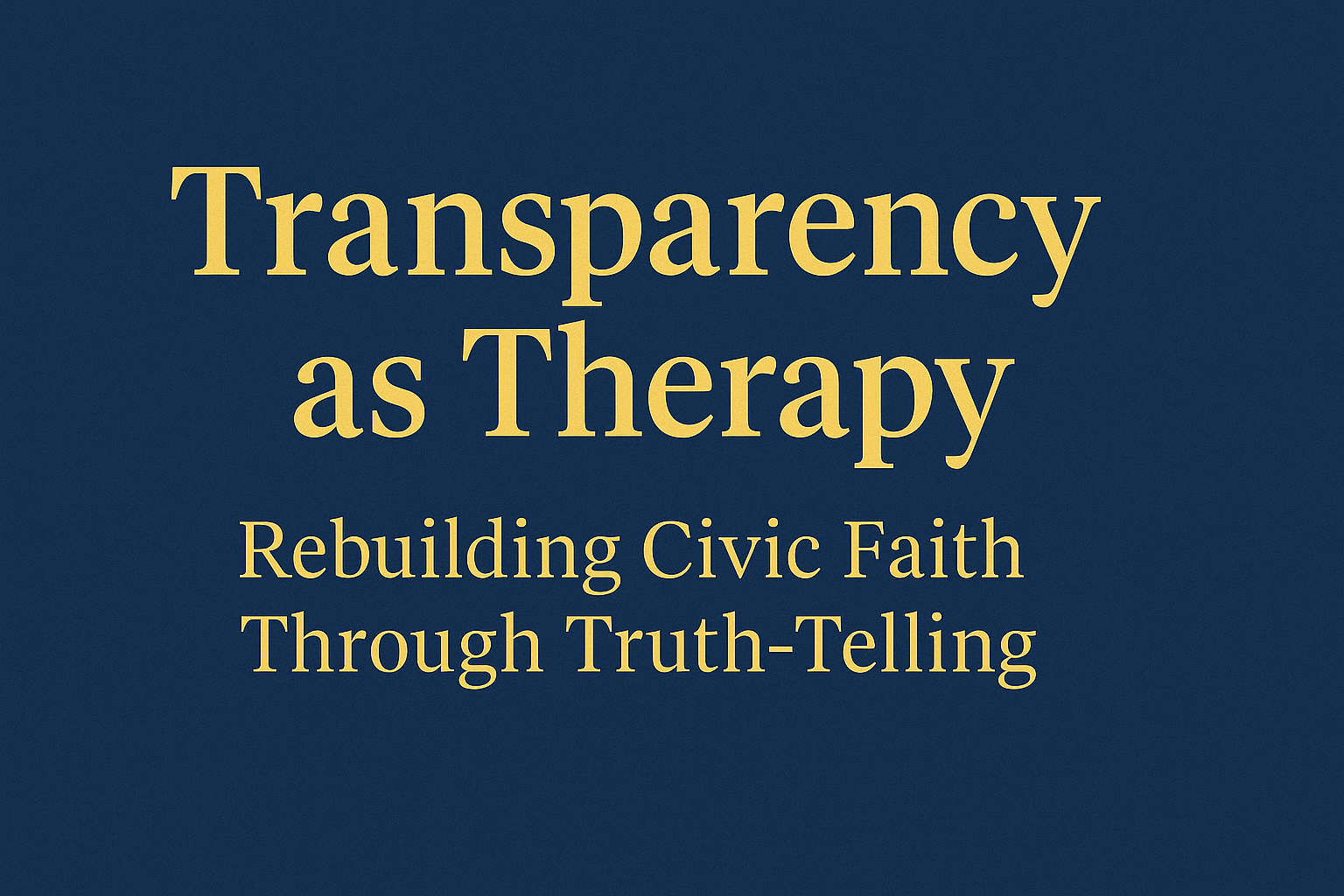 Transparency as Therapy: Rebuilding Civic Faith Through Truth-Telling