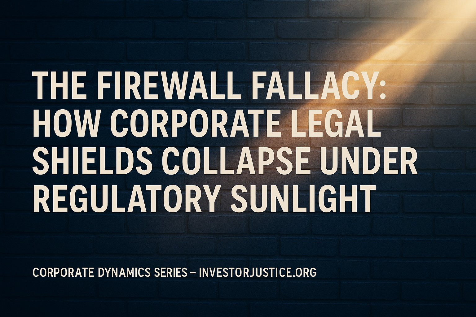 The Firewall Fallacy: How Corporate Legal Shields Collapse Under Regulatory Sunlight
