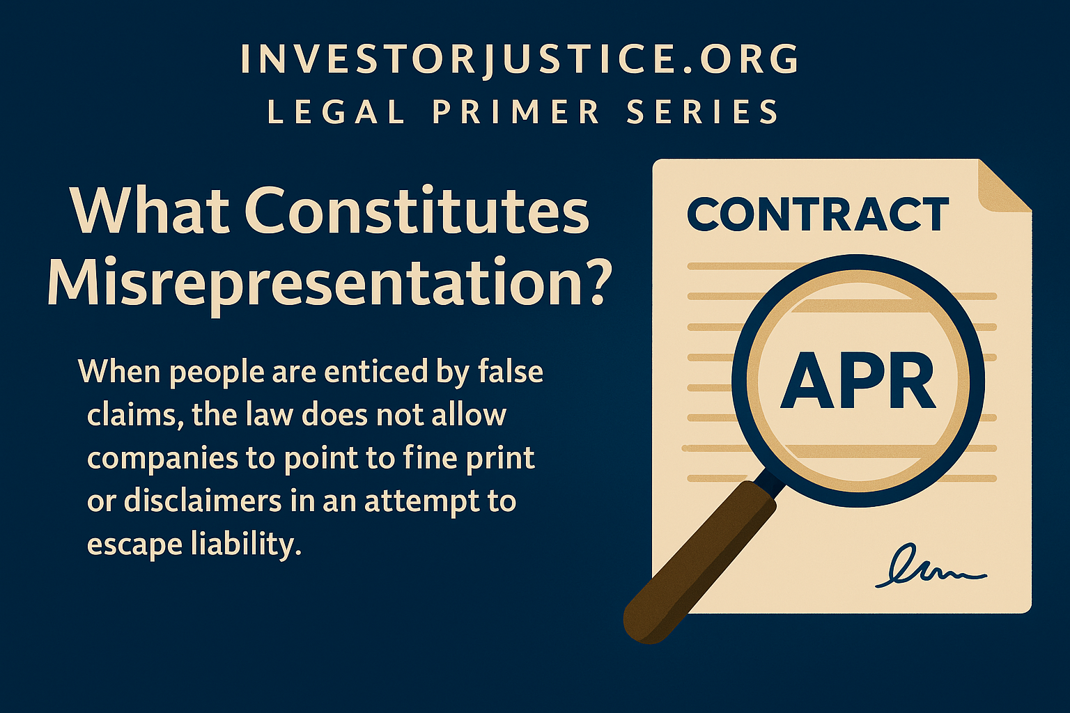 When Misrepresentation Infects an Investment: A Practical Legal Guide for Consumers and Regulators