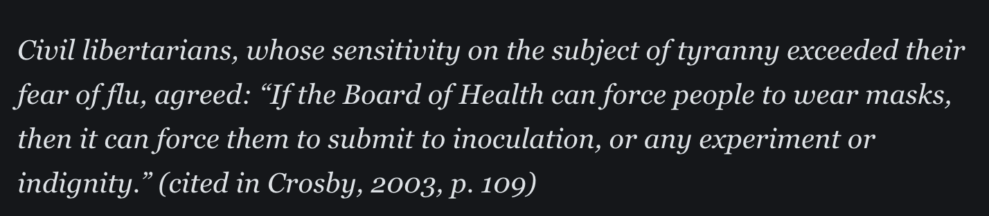 What lessons, exactly, were learned from the "Spanish Flu"?