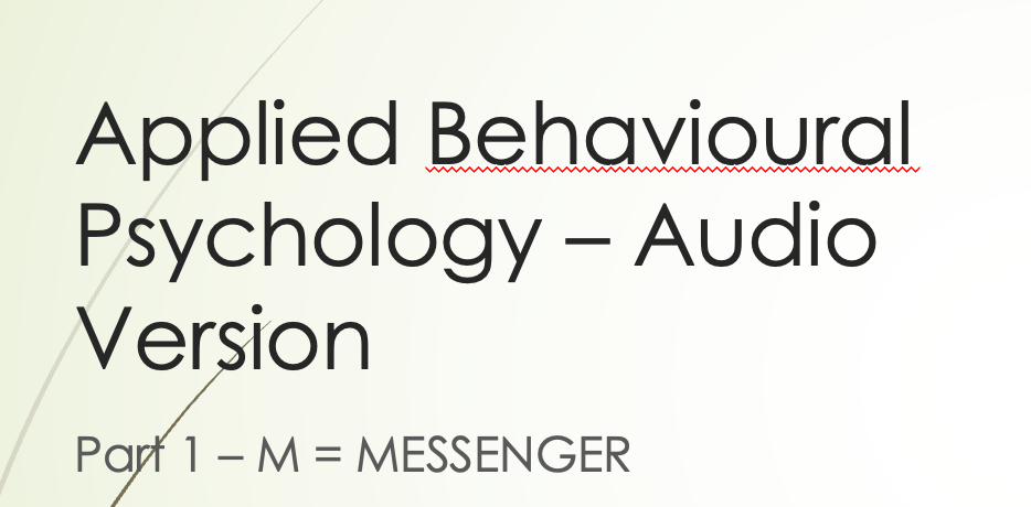 Applied Behavioural Psychology, Part 1 - Audio Version
