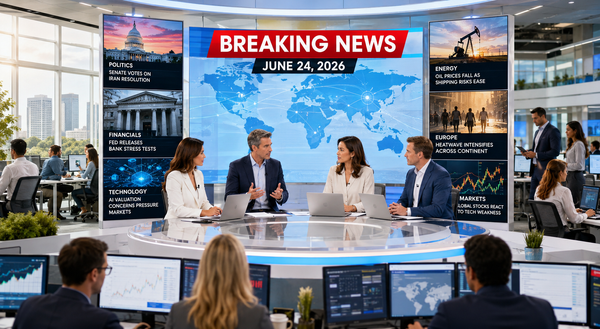 📰 WBN Breaking News – June 24, 2026: Senate Iran Vote, Bank Stress Tests, And AI Selloff Signal Shifting Global Risk Outlook