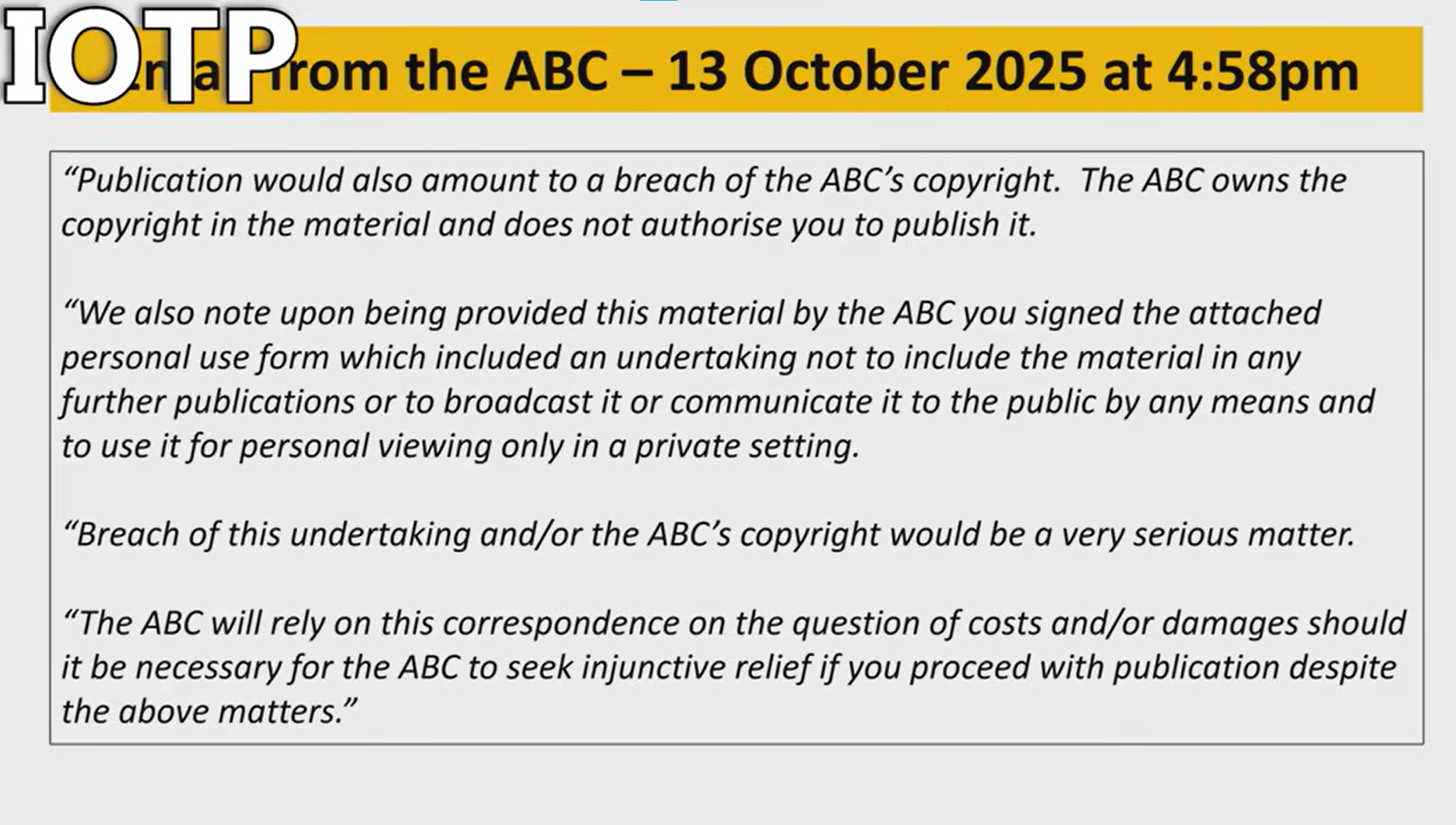 The Recording the ABC tried to stop from being published