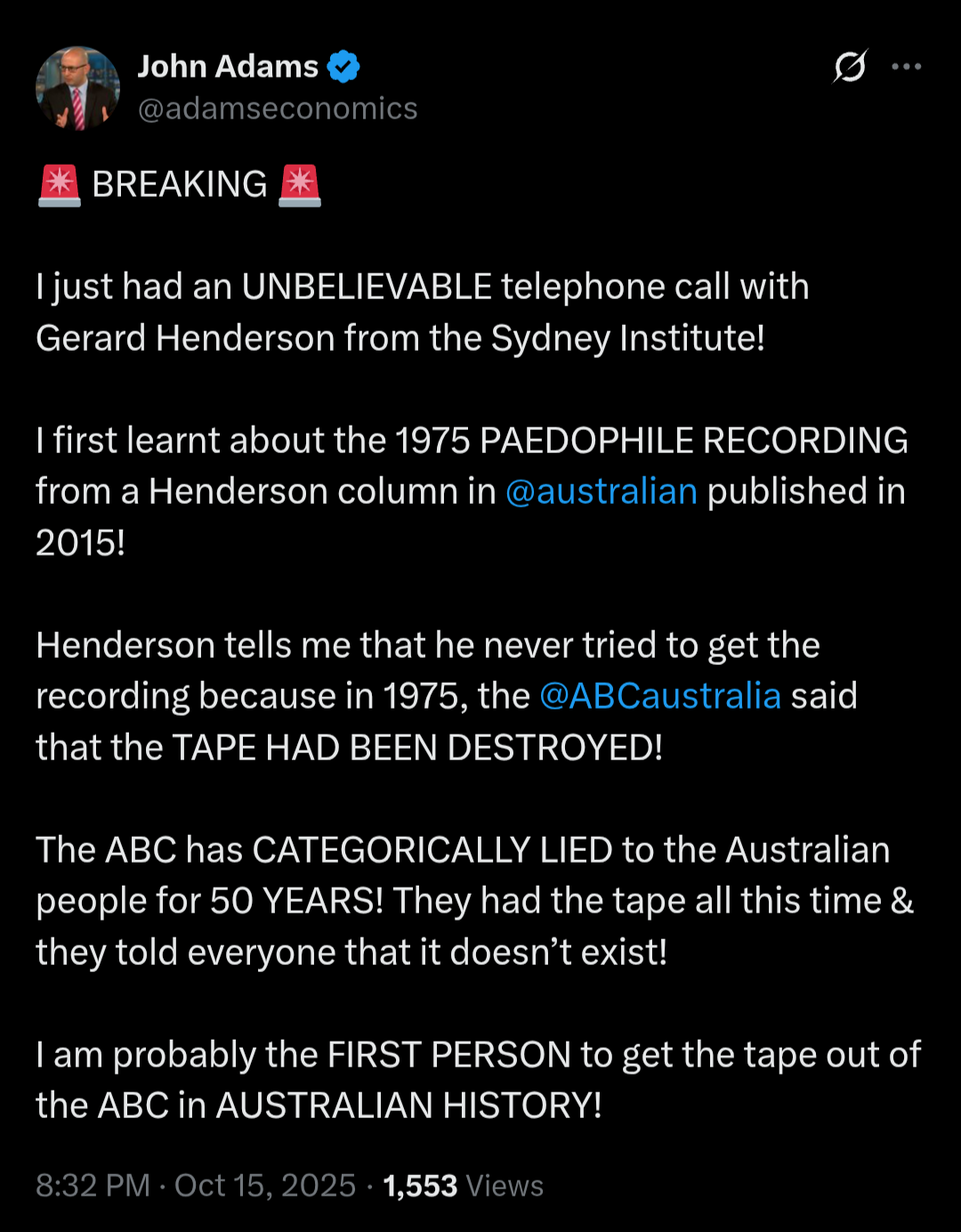 The Recording the ABC tried to stop from being published