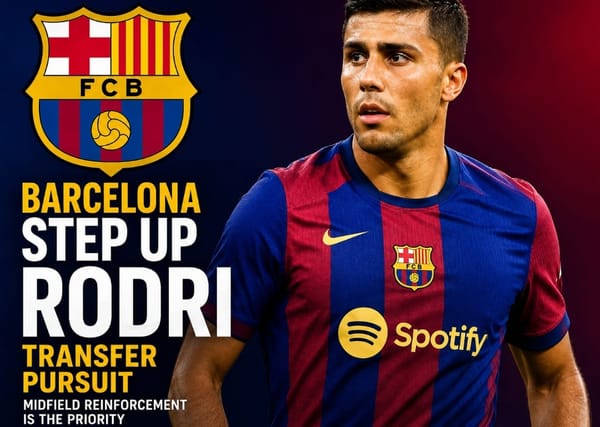 Barcelona Push Forward in Rodri Pursuit as Midfield Reinforcement Becomes Priority