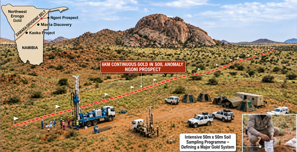 Namibia’s Gold Rush Gathers Momentum as New 6km Discovery Triggers Major Drilling Campaign