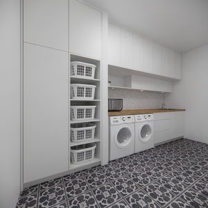 Designed laundry room, interior design Langley.