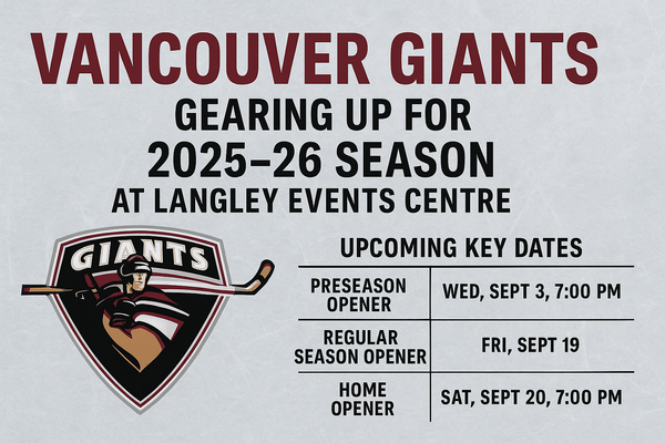 Vancouver Giants 2025–26 season key dates graphic.