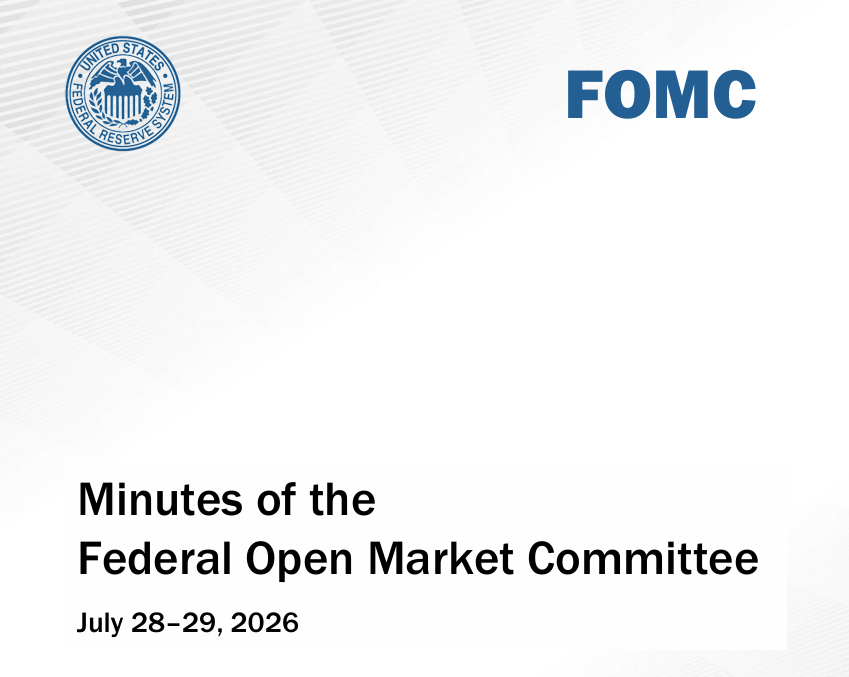 Title page of FOMC minutes for July 28–29, 2026, with Federal Reserve seal and FOMC heading.