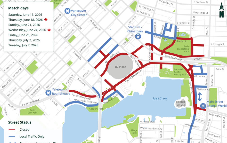 Vancouver World Cup Road Closure Guide