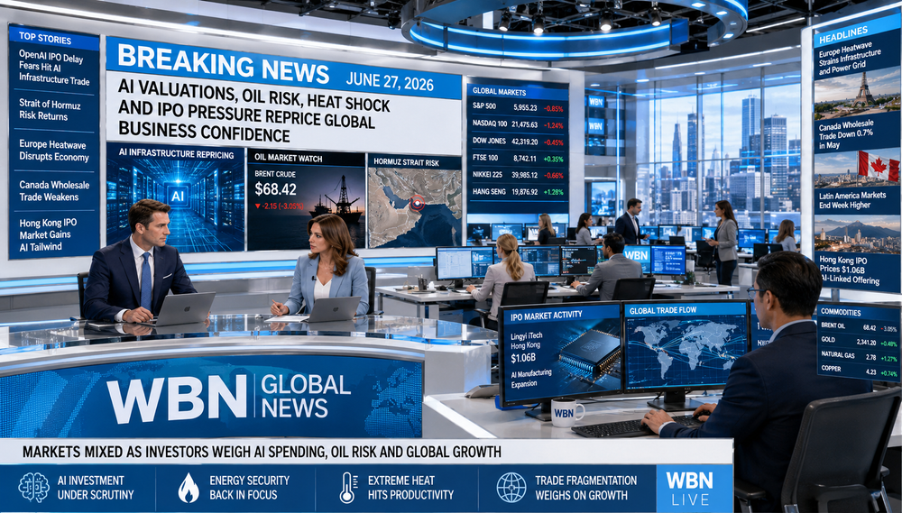 📰 WBN Breaking News – June 27, 2026: AI Valuations, Oil Risk, Heat Shock, And IPO Pressure Reprice Global Business Confidence