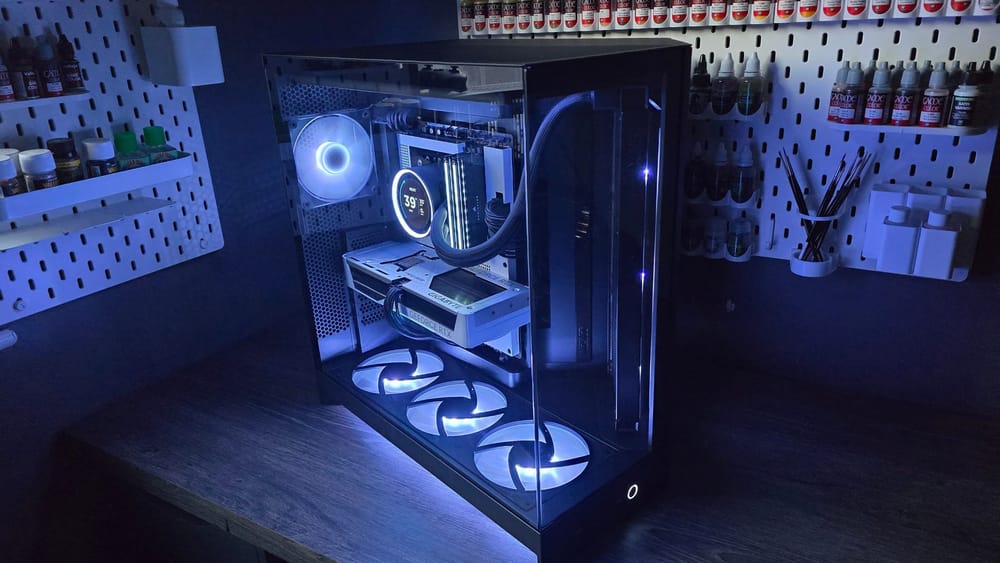 A PC built inside the NZXT H9 Flow RGB+ chassis