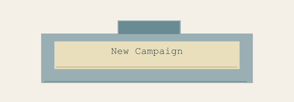 A faded blue file tab holds a cream label reading New Campaign.