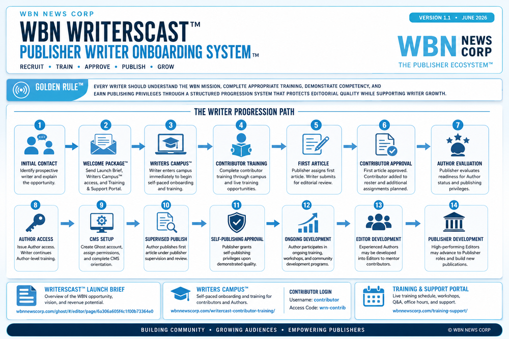 WBN WritersCast™ Publisher Writer Onboarding System™
