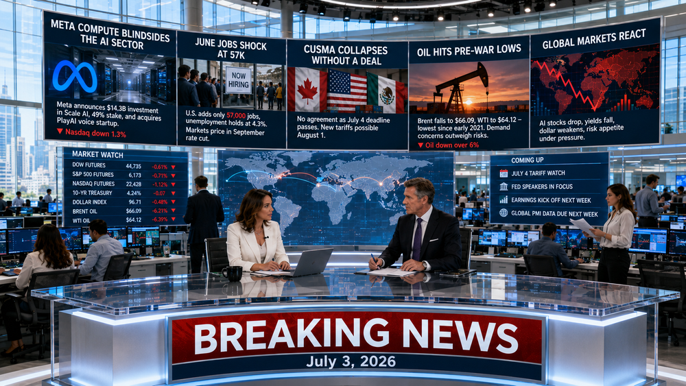 📰 WBN Breaking News – July 3, 2026: Meta Compute Blindsides The AI Sector, June Jobs Shock At 57K, CUSMA Collapses Without A Deal, And Oil Hits Pre-War Lows