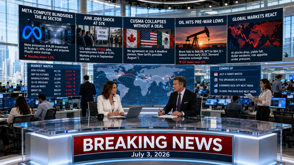 📰 WBN Breaking News – July 3, 2026: Meta Compute Blindsides The AI Sector, June Jobs Shock At 57K, CUSMA Collapses Without A Deal, And Oil Hits Pre-War Lows